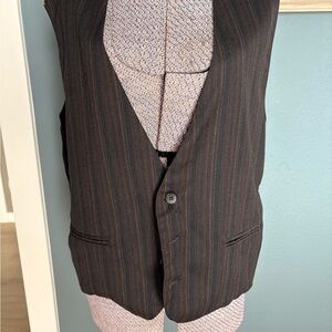 Cool Girl Pinstripe Vest - Black with Subtle Brown Stripes